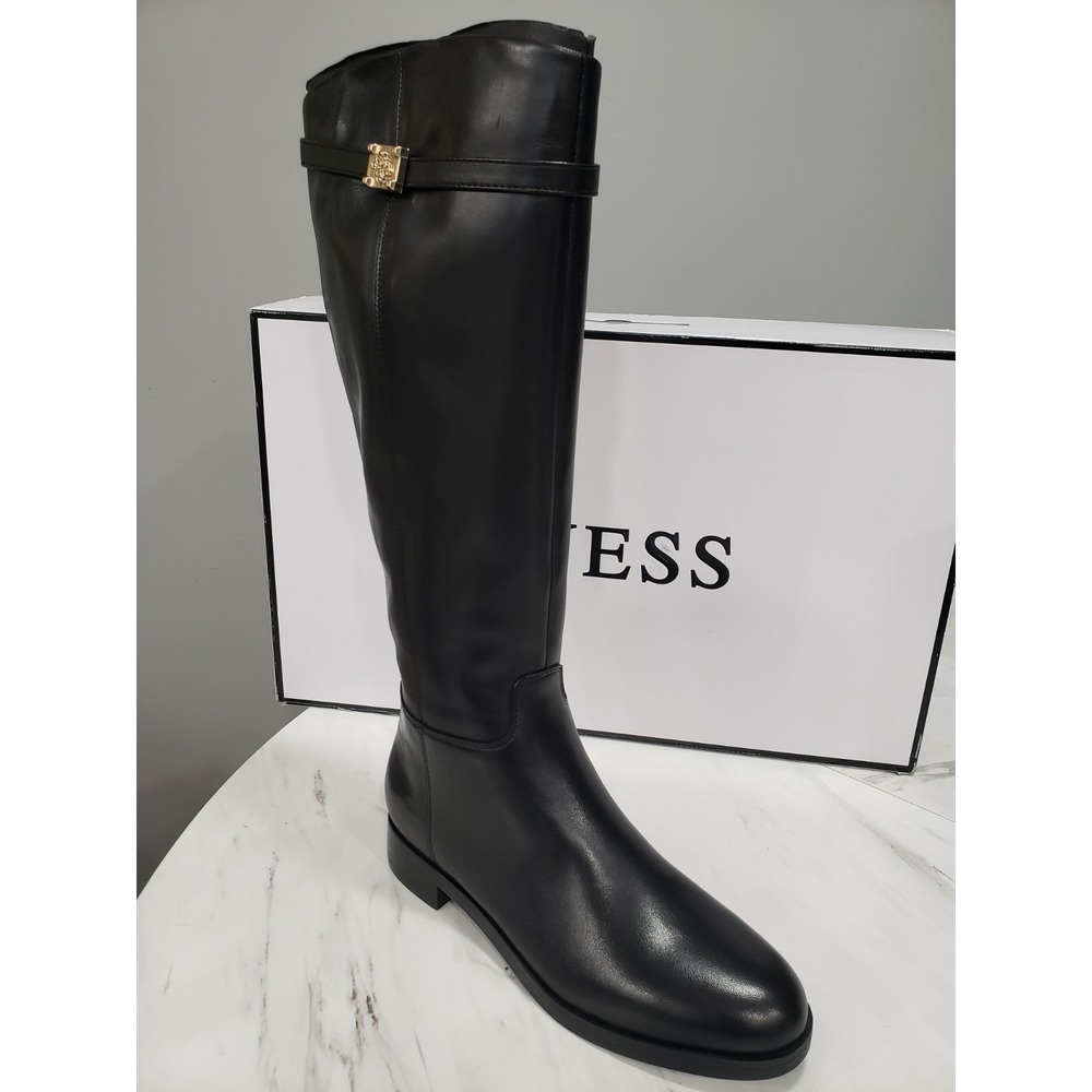 NEW Guess TALL Black leather boots ZORO Size‎ 8.5 riding fall knee high